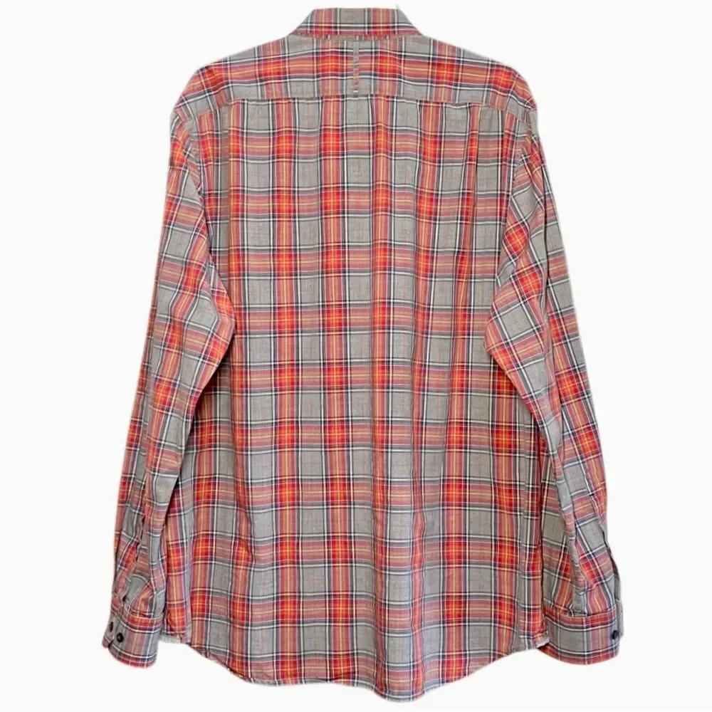 Banana Republic Plaid Button Down Shirt in Grey/Orange/Red Men’s XL/17-17 1/2